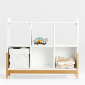 Image of Rue 40" White Wood 6-Cube Montessori Bookcase