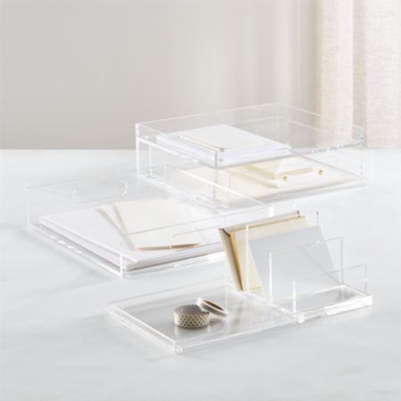 Russell Hazel Medium Acrylic Desk Organizer Crate And Barrel