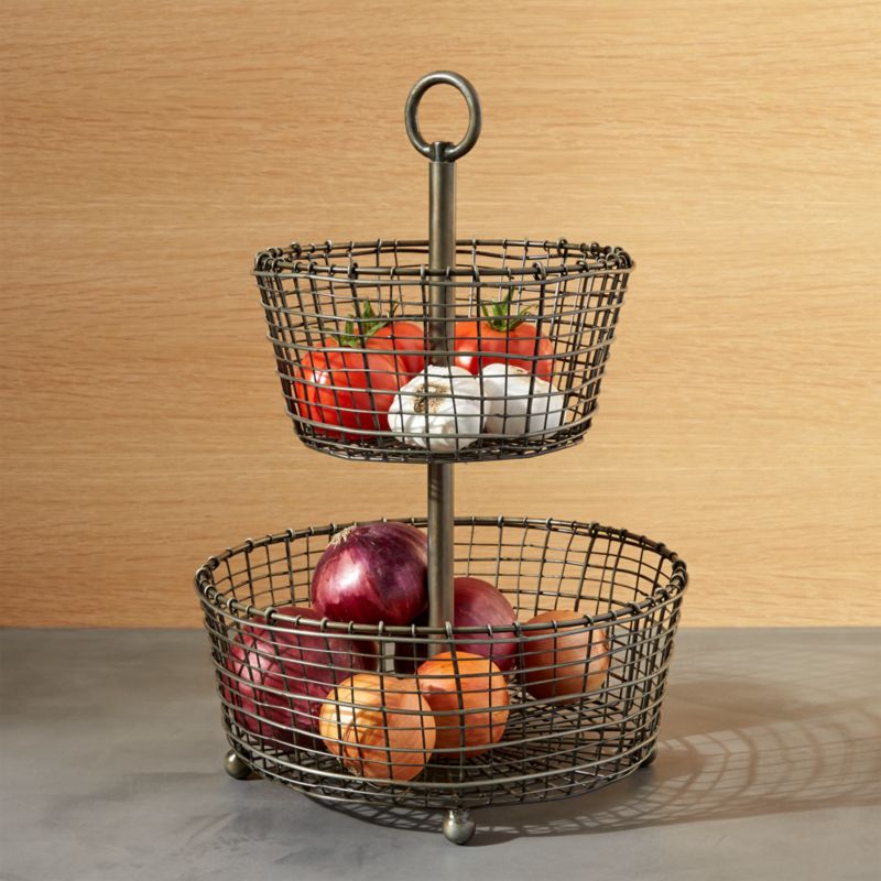 tiered fruit basket floor stand