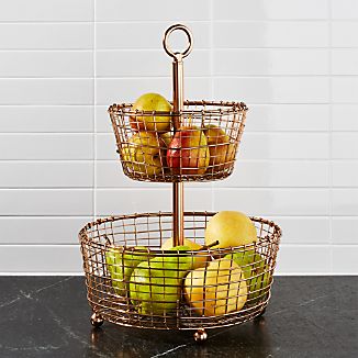 Fruit Baskets Crate And Barrel Bendt 2 Tier Copper Fruit Basket