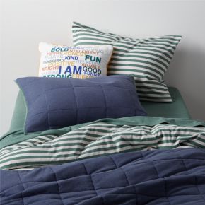 Comfy Tee Navy Blue Reversible Organic Cotton Jersey Kids Twin Quilt