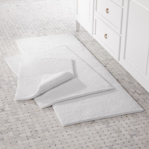 Rylan White Reversible Bath Rug Crate and Barrel