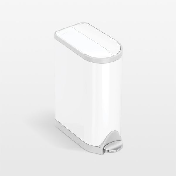 Simplehuman 18 Liter Diaper Pail, White Steel
