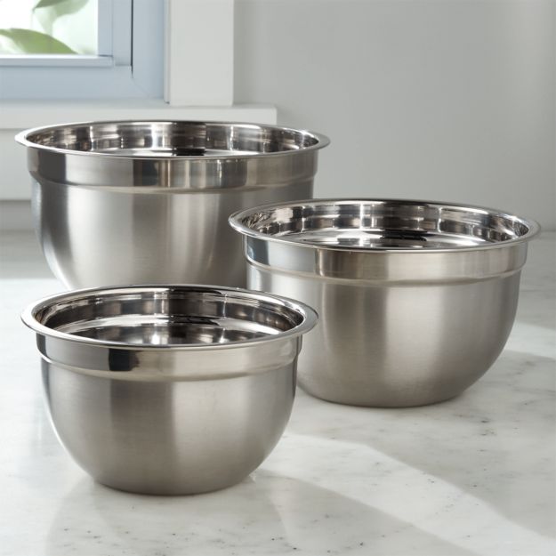 3-Piece Stainless Steel Bowl Set + Reviews | Crate and Barrel