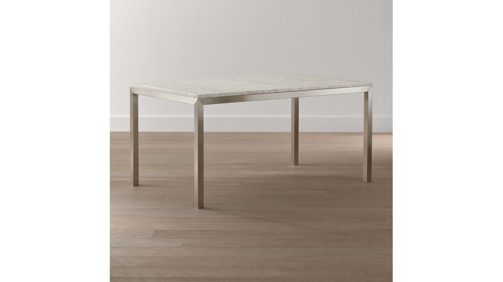 Parsons White Marble Top/ Stainless Steel Base Dining ...