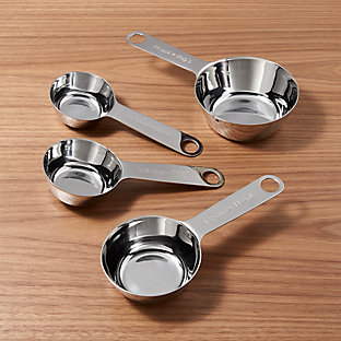 Stainless Steel Measuring Cups: 2/3, 3/4, 1 1/2 & | Crate and Barrel