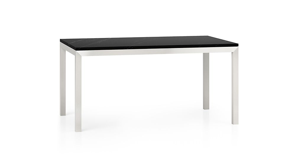 Parsons Black Marble Top Stainless Steel Base 48x28 High Dining Parsons Black Marble Top Stainless Steel Base 48x28 High Dining Table Reviews Crate And Barrel