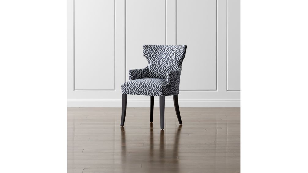 Sasha Upholstered Patterned Dining Arm Chair + Reviews Crate and Barrel
