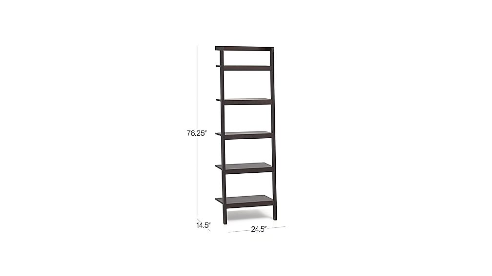 Sawyer Mocha Leaning 24.5" Bookcase Crate and Barrel