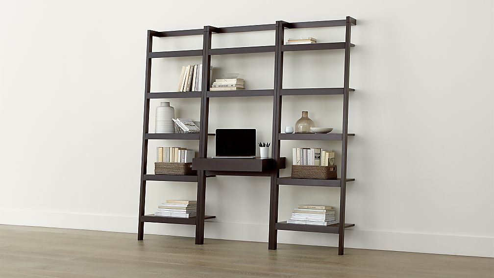 Sawyer Mocha Leaning Desk With Two 24 5 Bookcases Reviews Crate Sawyer Mocha Leaning Desk With Two 24 5 Bookcases Reviews Crate And Barrel