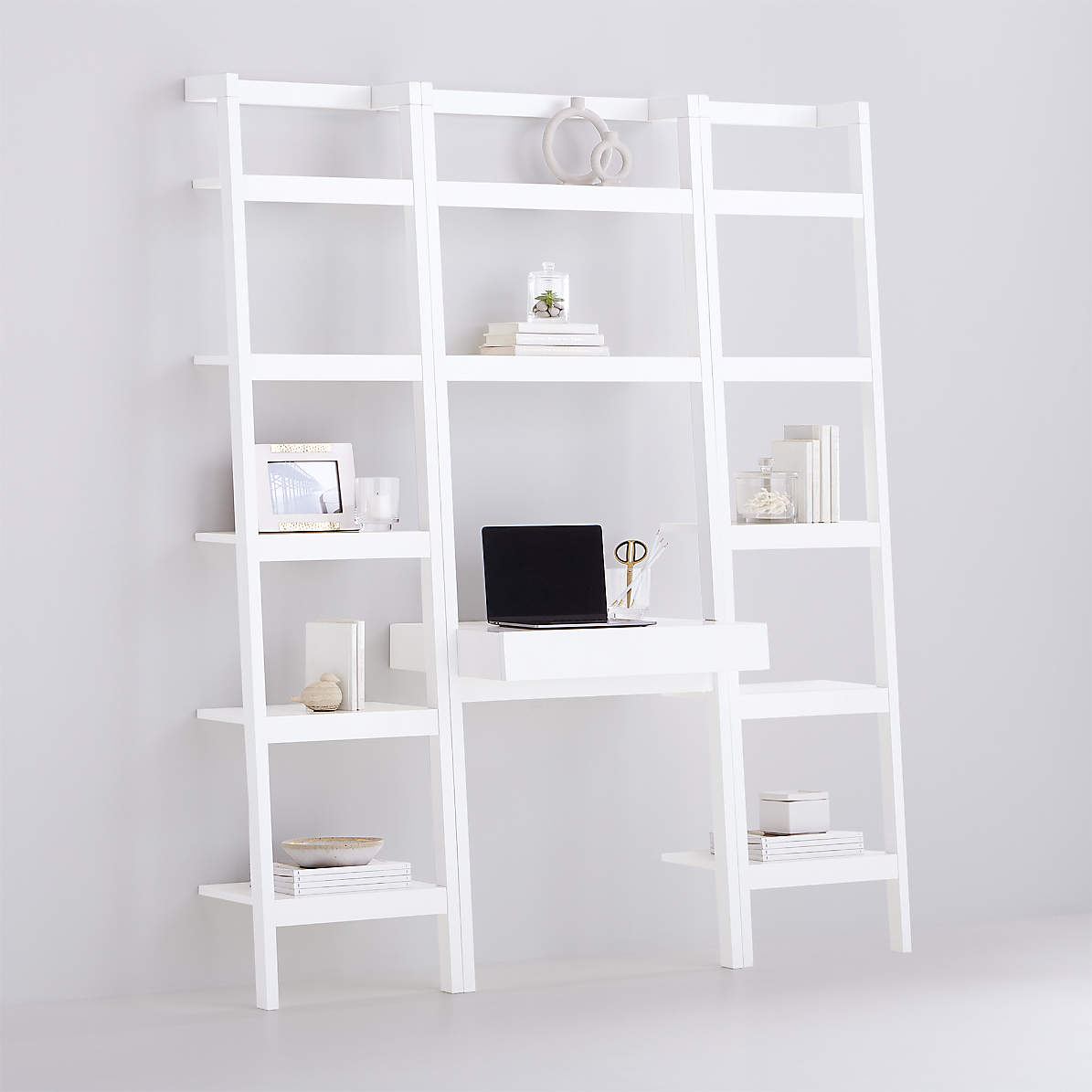 Sawyer White Leaning Desk With Two 18 Bookcases Crate And Barrel Canada
