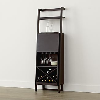 Wood Wine Bar Furniture Crate And Barrel Sawyer Mocha Leaning Wine Bar