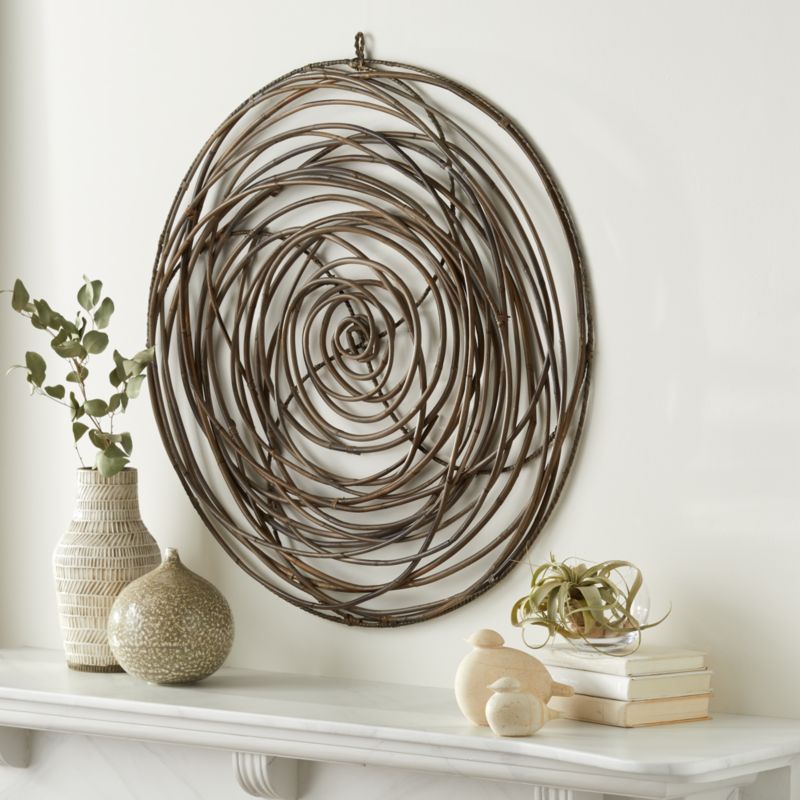 Scribble Circle Rattan Wall Art + Reviews | Crate and Barrel