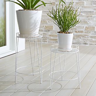 Outdoor Planters Pots And Garden Tools Crate Barrel Scroll White Metal Plant Stands