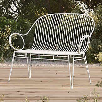 Outdoor Metal Furniture Crate And Barrel Scroll White Metal Outdoor Bench