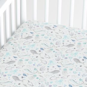 Image of Stay Cool Sea 100% Organic Cotton Baby Crib Fitted Sheet