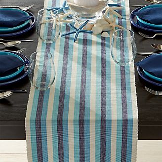 Seaside Blue Striped Table Runner