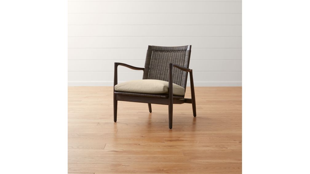 Sebago Midcentury Rattan Chair with Fabric Cushion ...