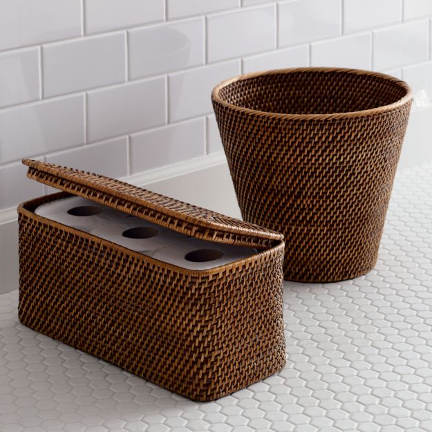 Sedona Honey Rattan Waste Basket in Bath Accessories + Reviews Crate and Barrel