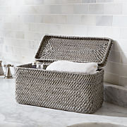 grey basket with lid