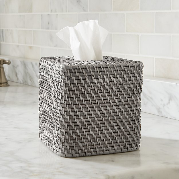 Sedona Grey Square Tissue Box Cover Crate and Barrel