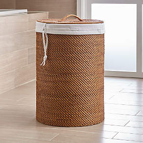 Sedona Honey Rattan Waste Basket Reviews Crate And Barrel