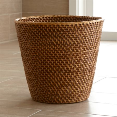 Sedona Honey Rattan Waste Basket Reviews Crate And Barrel