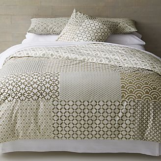 Sereno Neutral Hand-Blocked Full-Queen Duvet Cover