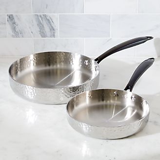 Fleischer and Wolf Seville Hammered Tri-Ply Stainless Steel Fry Pans, Set of 2