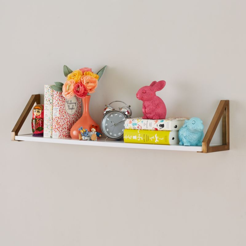 White and Gold Wall Shelf + Reviews | Crate and Barrel