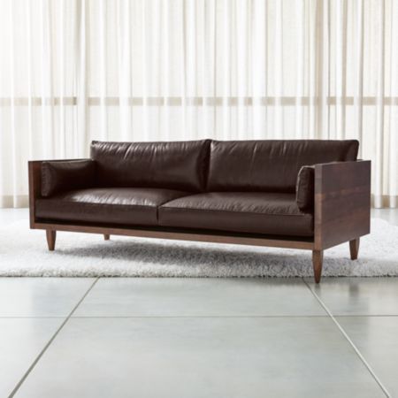 Sherwood Leather 2 Seat Exposed Wood Frame Sofa Reviews Crate