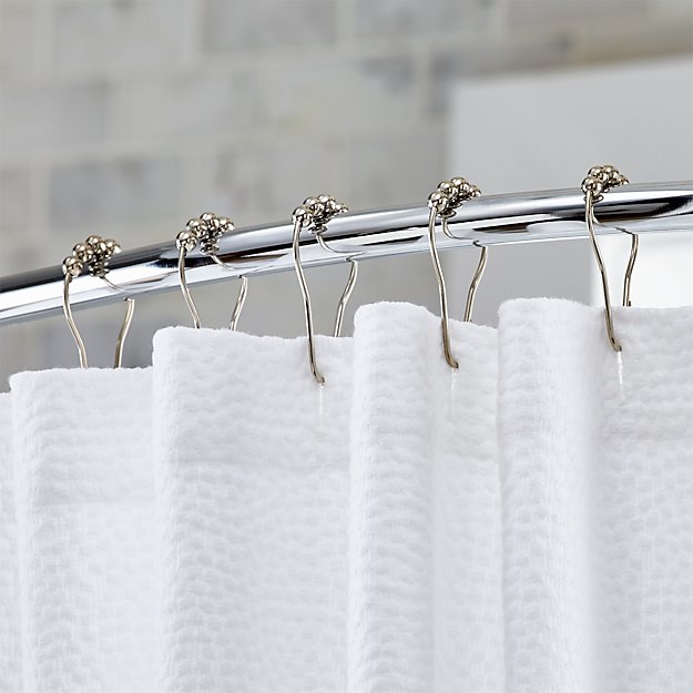 Curtains Ideas brushed nickel curtain rings : Set of 12 Polished Nickel Shower Curtain Roller Rings | Crate and ...