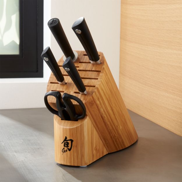 Shun Sora 6-Piece Knife Block Set + Reviews | Crate and Barrel