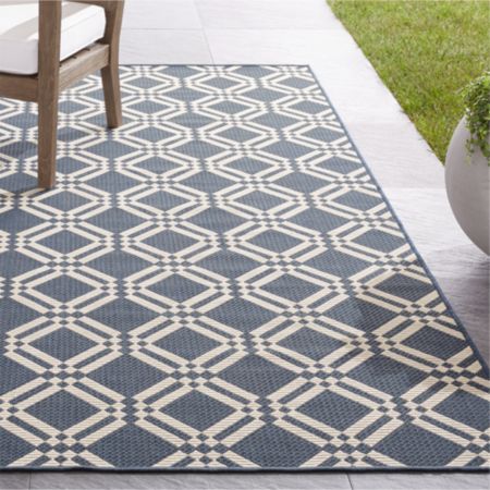 Silas Indoor Outdoor Indigo Trellis Rug Crate And Barrel Canada