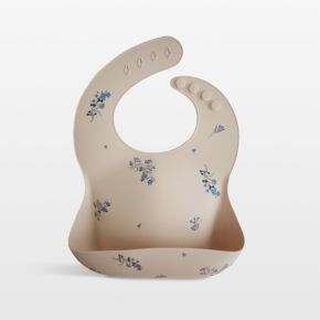 Image of Mushie Lilac Flowers Silicone Baby Bib