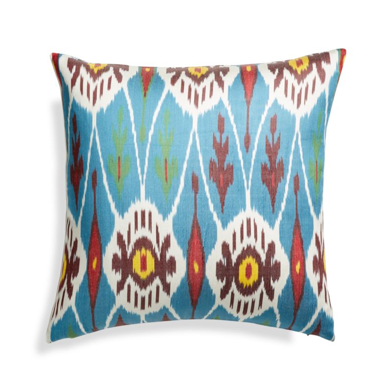 Silk Ikat Pillow Cover Blue Multi 20 Crate And Barrel
