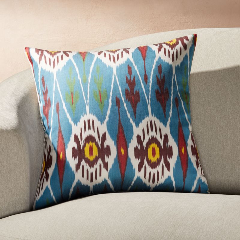 Silk Ikat Pillow Blue Multi 20 Crate And Barrel