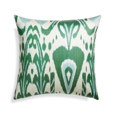 Silk Ikat Pillow Cover Green Ivory 20 Crate And Barrel