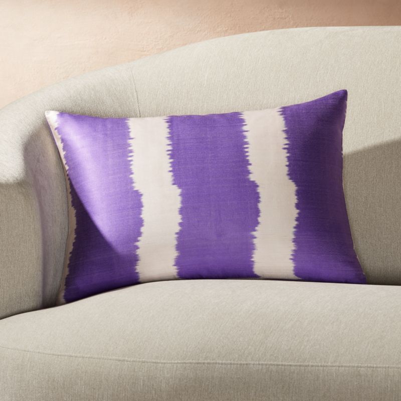 Silk Ikat Pillow Purple Stripe 22 X15 Crate And Barrel
