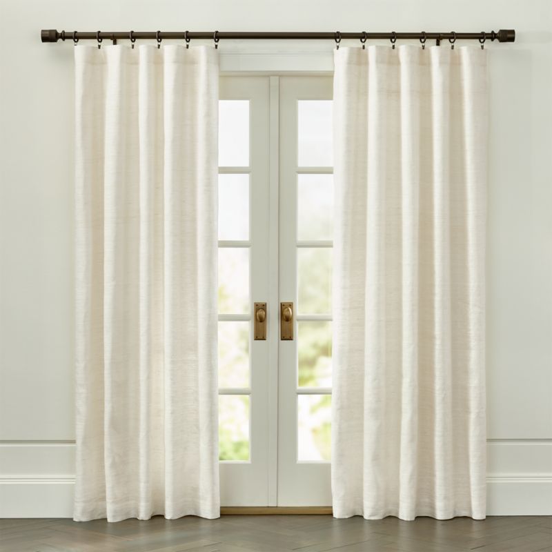 Silvana Ivory Silk Curtain Panel | Crate and Barrel