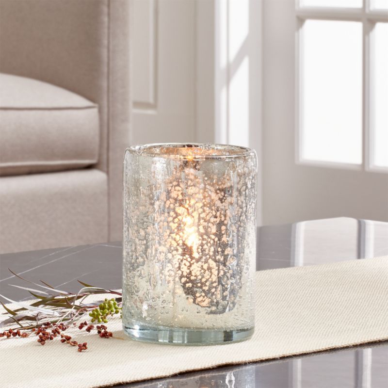 Bubbled Silver Glass Votive Candle Holder Crate and Barrel