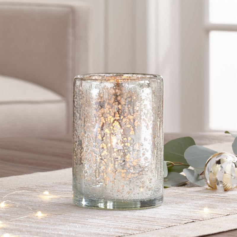Bubbled Silver Glass Votive Candle Holder Crate and Barrel
