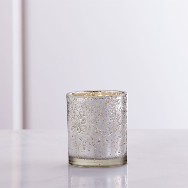 Bubbled Silver Glass Tea Light Candle Holder + Reviews Crate and Barrel
