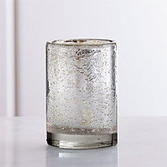 Silver Hurricane Candle Holders | Crate and Barrel - Bubbled Silver Glass Votive Candle Holder