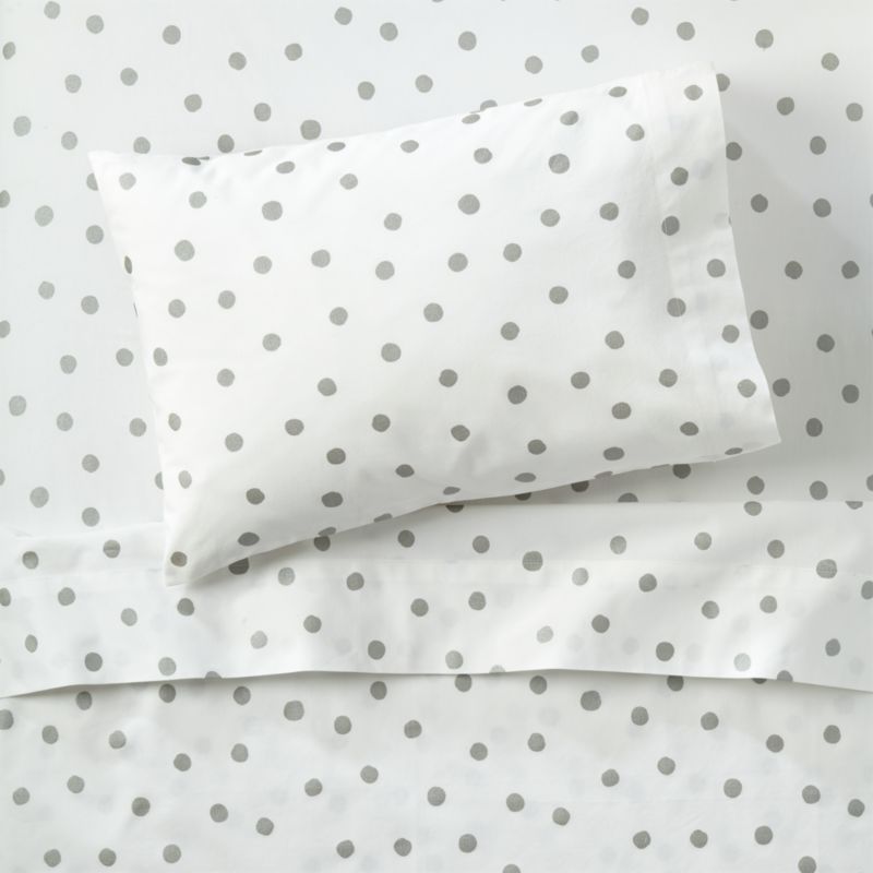 Organic Silver Polka Dot Toddler Sheet Set + Reviews Crate and Barrel