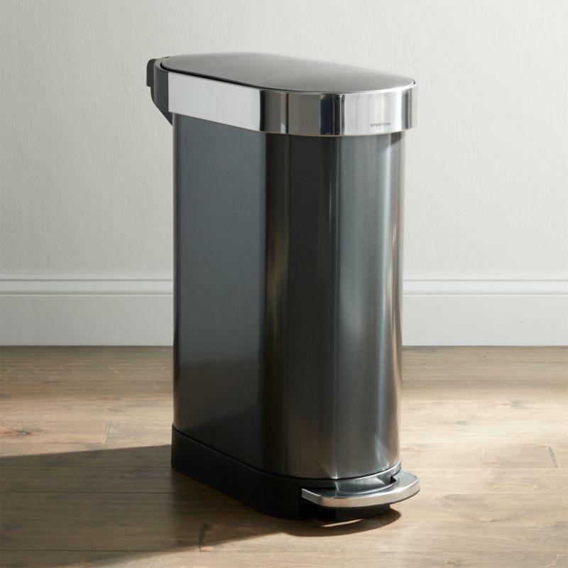 simplehuman 45Liter Black Slim Trash Can + Reviews Crate and Barrel