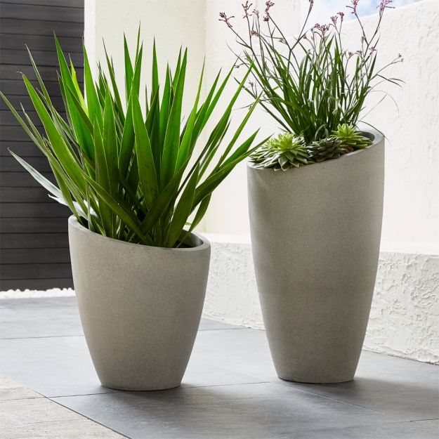 Slant Cement Planters  Crate and Barrel