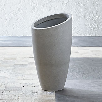 Indoor Outdoor Planters Crate And Barrel Slant Light Grey Tall Planter