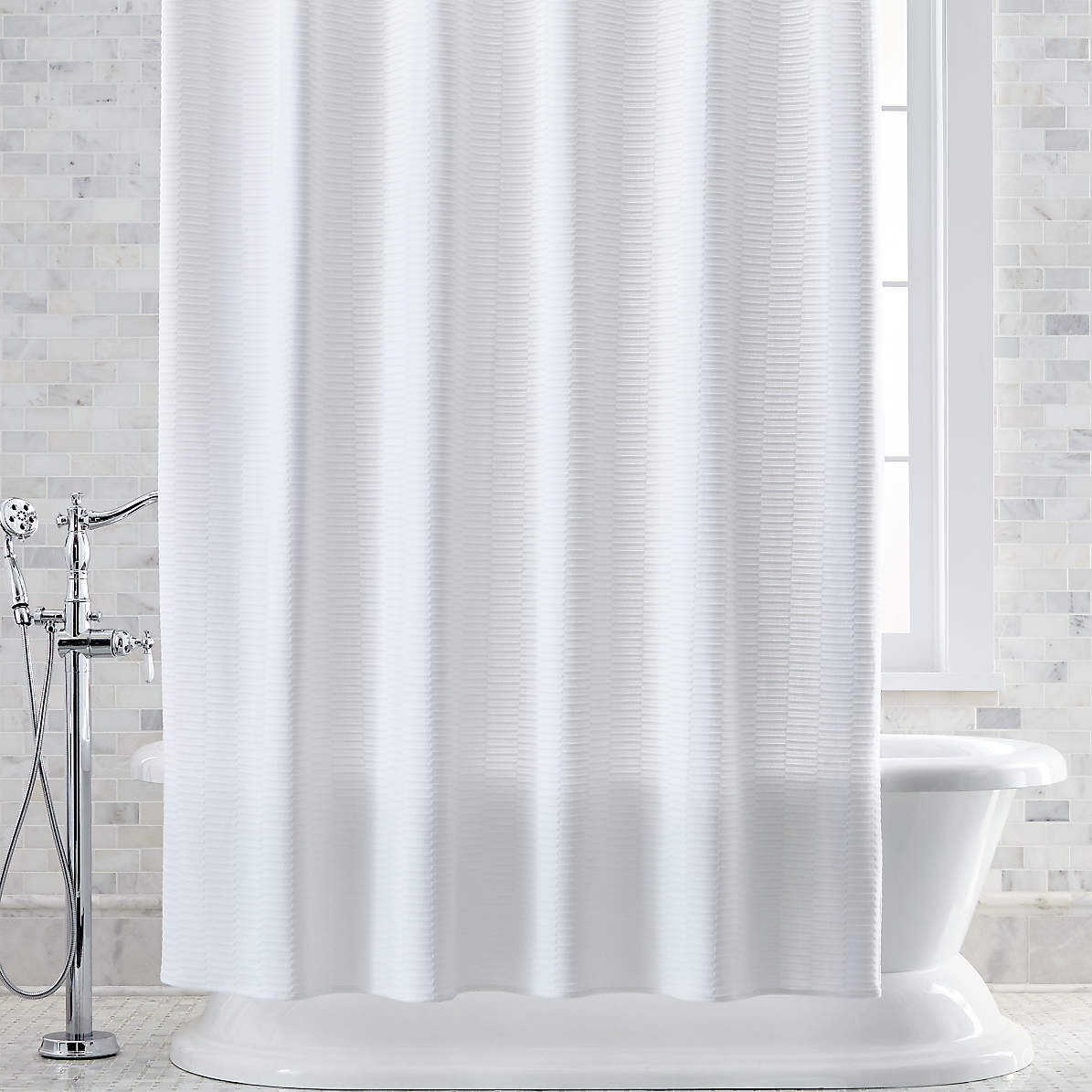 shower with shower curtain