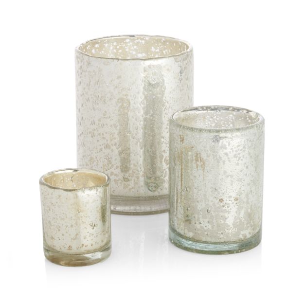 Silver Hurricane Candle Holders Crate and Barrel